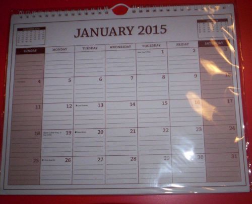 2015 -12 MONTH BROWN//WHITE~ DESK /WALL HANGING CALENDAR~8 1/2 x 11&#034;