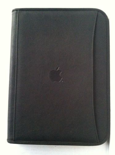 Leed&#039;s black simulated leather zippered notebook organizer portfolio apple logo for sale