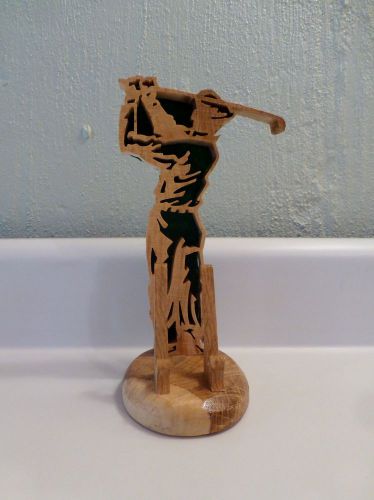 WOODEN GOLFER BUSINESS CARD HOLDER