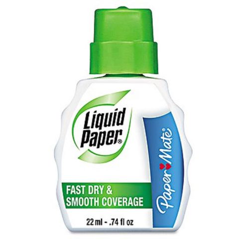 Paper Mate Liquid Paper Correction Fluid, 22ml Bottle, 12 Bottles per Pack - Wh