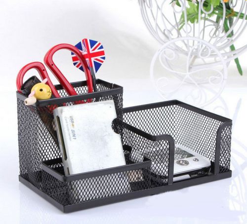 Black Metal Mesh Desk Organizer Desktop Pen Holder For Home Office Dorm