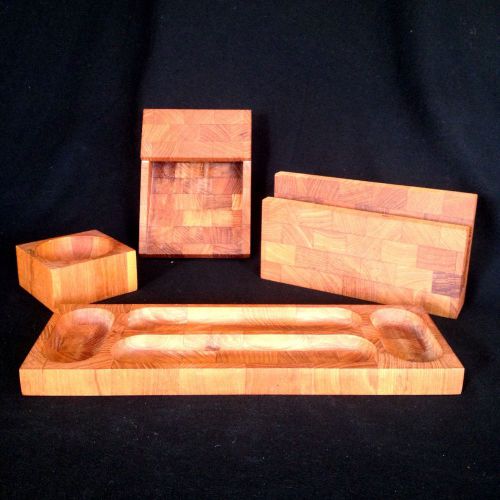 Vintage Wood Desk Set 4 Piece Set 5th 7th Anniversary Gift Idea