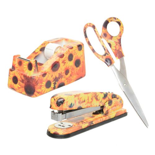 SUNFLOWER SATIONERY SET ( STAPLER, TAPE DISPENSER, SCISSORS )