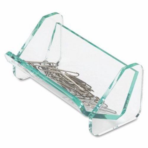 Lorell Paper Clip Holder, 3-7/8&#034;x2-1/2&#034;x1-7/8&#034;, Clear/Green (LLR80660)