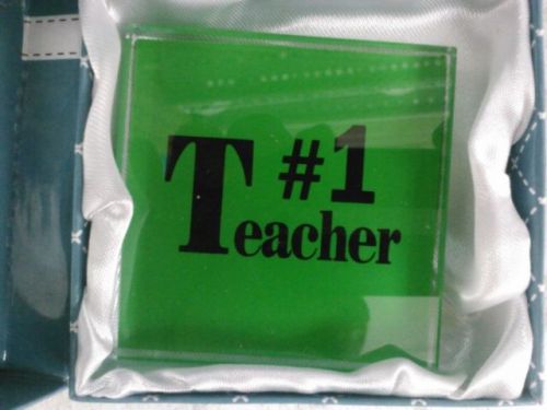 New glass Paper weight number one #1 Teacher  office desk job