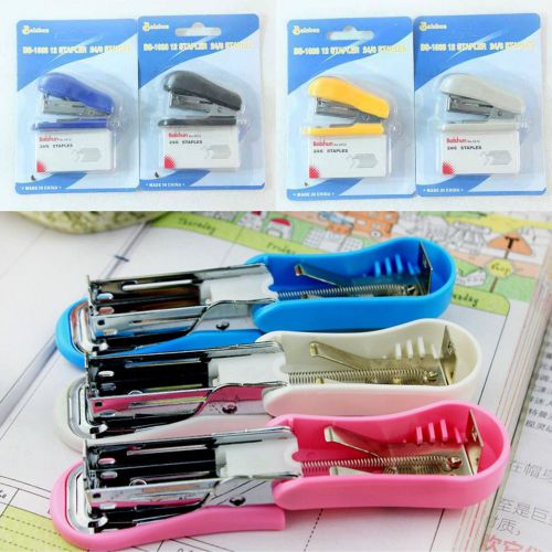 1x Mini Pocket Office Bookbinding Machine Staplers Stationery Supplies Random