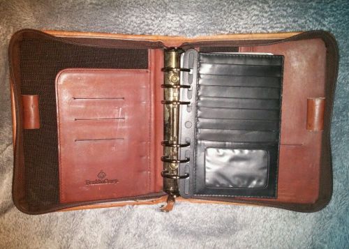 Franklin covey planner riverwood brown leather zip 6 ring 1.25&#034; classic binder for sale