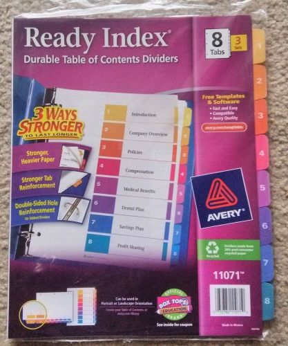 Avery 11071 Ready Index Durable Table of Contents 8 Tab Dividers - 3 Sets
