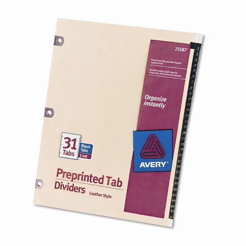 Copper Reinforced Leather Tab Dividers, 31-Tab, 1-31 Tab Title Set of 31