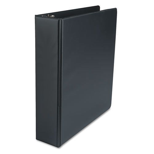 Suede Finish Vinyl Round Ring Binder, 2&#034; Capacity, Black