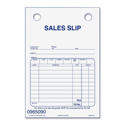 Rediform portable registers sales slip refills - 2 part - carbonless (red50461) for sale