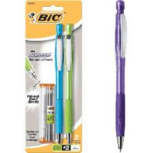 Bic atlantis mechanical pencil (metal clip) 0.7mm 2 count assorted fashion for sale