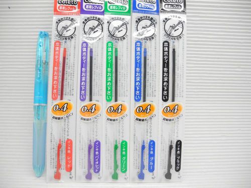 Blue Barrel Pilot Hi-Tec-C Coleto 0.4mm roller ball pen 5 colors refill(Japan)