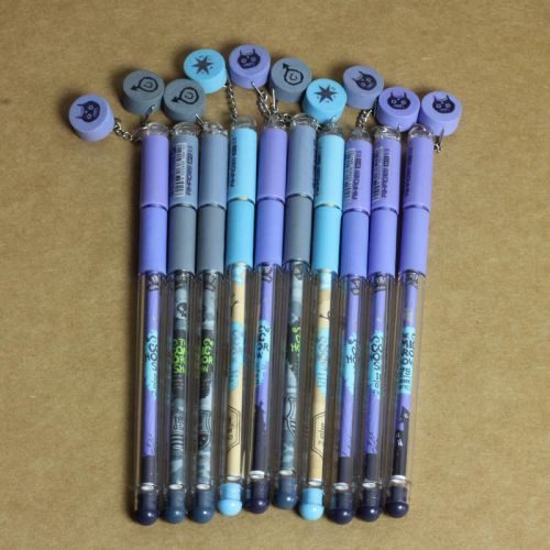 10pcs Magic Skull Superfine Gel Pen Black Ink and Blue Ink eraser 0.5mm 5.7in