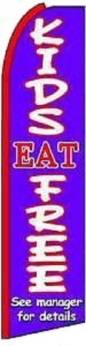 Kids eat free see manager swooper feather bow banner 15&#039; tall flag free shipping for sale