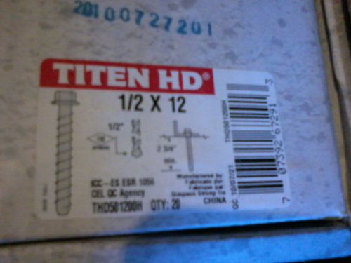 Simpson Strong-Tie Titen HD 1/2&#034;x12&#034; THD501200H (**20 ea**)