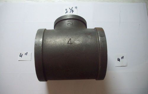 New 4&#034; X 4&#034; X 2 1/2&#034; Malleable Iron Tee Black Pipe Plumbing Fitting