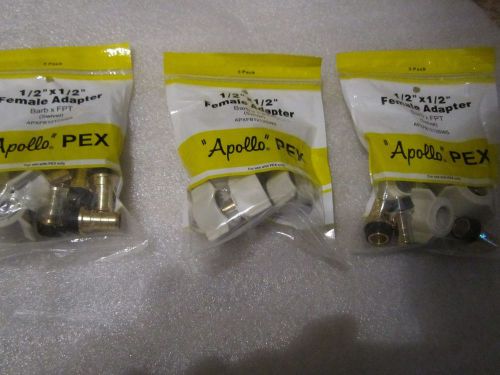 Lot 15 apollo 1/2&#034; x 1/2&#034; female swivel adapter (barb x fpt) # apxfb1212sw5, new for sale