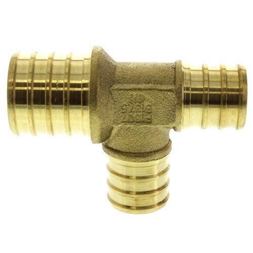 1&#034; X 3/4&#034; X 3/4&#034; PEX REDUCING TEE - BRASS CRIMP FITTING - LEAD FREE