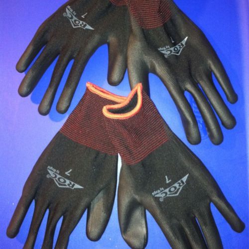 Roc by magid black size- 7 polyurethane/polyester gloves *2 pair* coated/fitted for sale