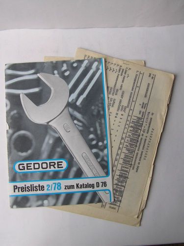 GEDORE Preisliste Zum Katalog D 76 Price List Catalog Magazine Germany 2/78