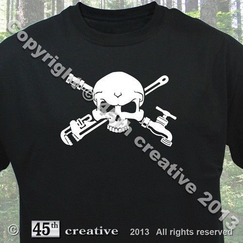 Plumber Crossbones T-shirt - water pipe wrench faucet skull plumbing t shirt