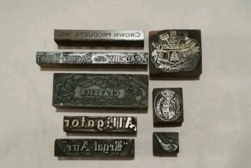 *LOT OF (8) ASSORTED VINTAGE LETTERPRESS PRINTING BLOCKS*