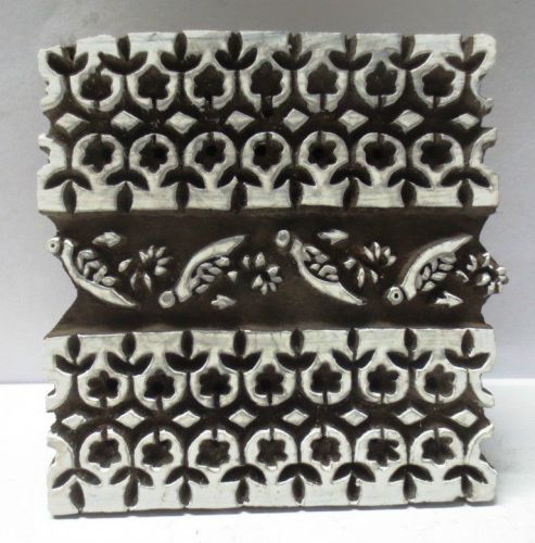 VINTAGE WOODEN CARVED TEXTILE PRINTING FABRIC BLOCK STAMP WALLPAPER PRINT HOT 50