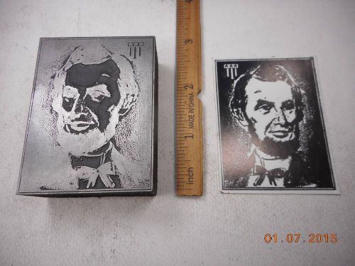 Letterpress Printing Printers Block, USA President Abraham Lincoln w Flag Shield