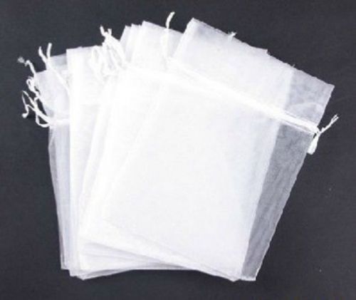 95-100pcs plain Gauze Organza Wedding Jewelry Bag party bag 7x9CM white