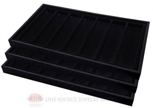3 wooden sample display trays with 3 divided 7 slot black tray liner inserts for sale