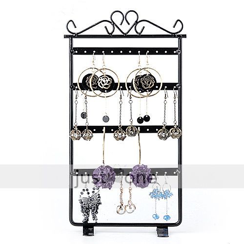 48 Hole Jewelry Earrings Ear Studs Display Rack Metal Stand Holder Showcase BLK