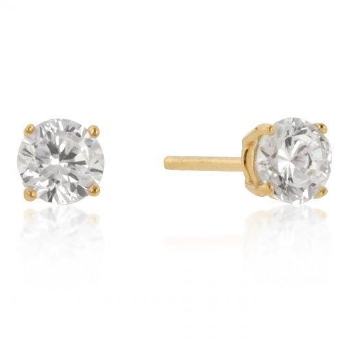 5Mm New Sterling Round Cut Cz Studs Gold Icon Bijoux