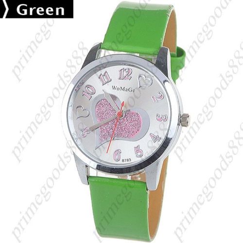 Heart synthetic leather quartz wrist wristwatch free shipping women&#039;s green for sale