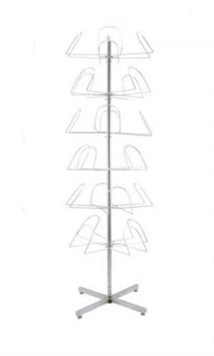 Floor Standing Hat Rack - Bright Silver Zinc Finish, 6 Tier 64&#034; H x 21&#034;