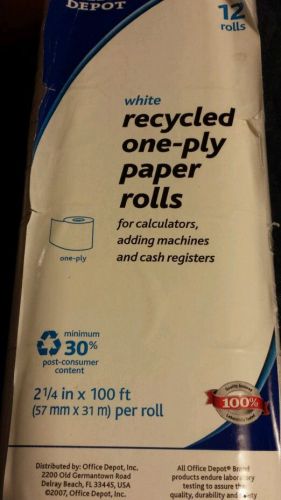 12 Cash Register Rolls 2 1/4in x 100ft white 1 ply office depot register tape