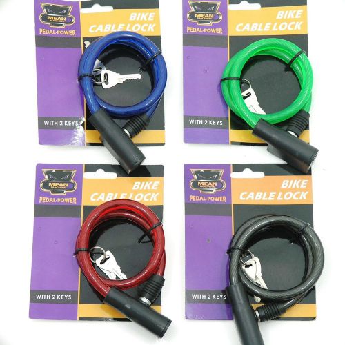 8mm x 500mm cable coil bike cycle bicycle lock 2 keys mean machine red blue for sale