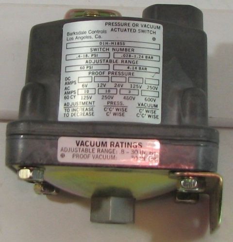 Barksdale pressure or vacuum actuated switch, d1h-h18ss for sale