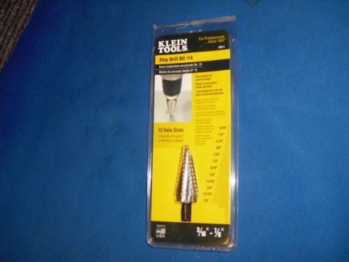 New Klein Tools Step Drill Bit #14 59014, 3/16&#034; - 7/8&#034;  Free Shipping