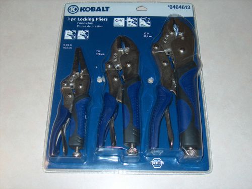 KOBALT 3 PIECE LOCKING PLIERS SET # 0464613 6-1/2&#034;, 7&#034; &amp; 10&#034;  * NEW *