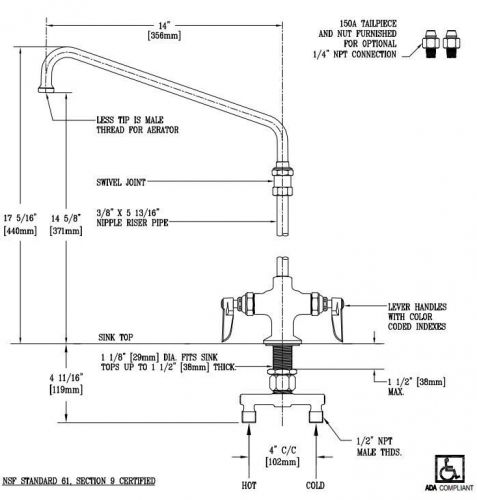 T &amp; s brass b-2294 double pantry faucet for sale