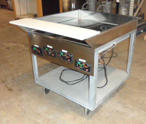 &#034;MR INDUCTION&#034; HEAVY DUTY COMMERCIAL GRADE 4 ELECTRIC INDUCTION WARMER ON A CART