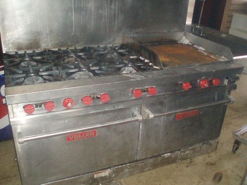 Vulcan 6 burner gas stove 24&#034; grill griddle dbl oven 60&#034; wide detroit for sale