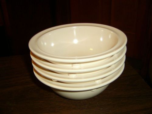 Four (4) beige/tan melamine bowls 3-Ace  &amp; 1 Carlyware VGC