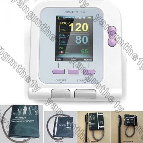 USA SHIPPING,DIGITAL ARM BLOOD PRESSURE MONITOR NIBP, PR,free Software+ 4 cuffs