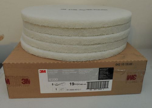 Lot of 10 Unused 3M White Super Polish Buffing Floor Pads 4100 19&#034;