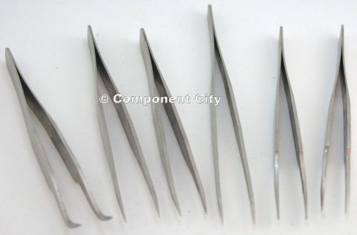 6pcs Stainless Steel Precision Tweezer Set All Purpose Anti Static Tool Kit