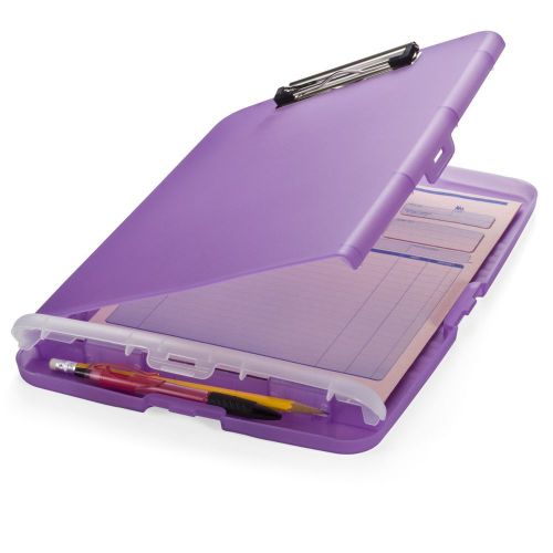 Slim clipboard box storage briefcase organizer letter file pens office purple for sale