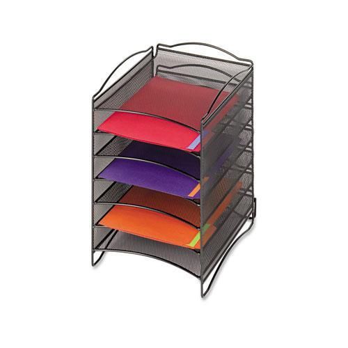 NEW SAFCO 9431BL Onyx Steel Mesh Lliterature Sorter, Six Compartments, Black