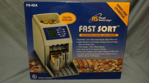 Royal sovereign fast sort fs4da automatic hands free digital coin sorter - new for sale